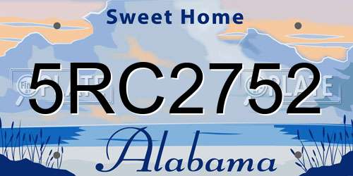 5RC2752 Alabama License Plate