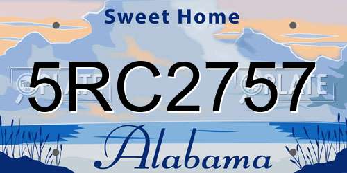 5RC2757 Alabama License Plate