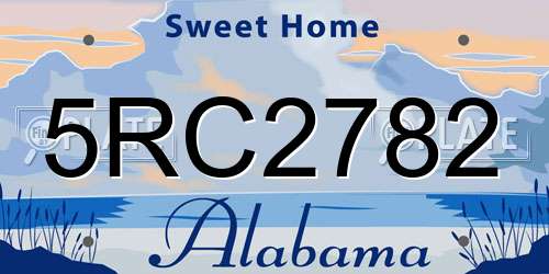 5RC2782 Alabama License Plate