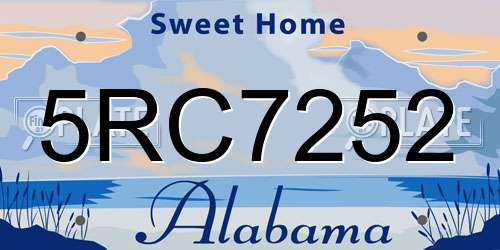 5RC7252 Alabama License Plate