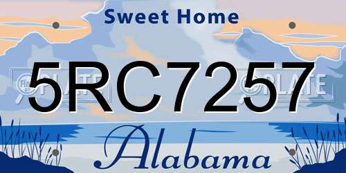 5RC7257 Alabama License Plate
