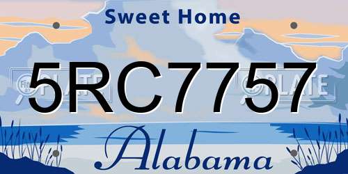 5RC7757 Alabama License Plate