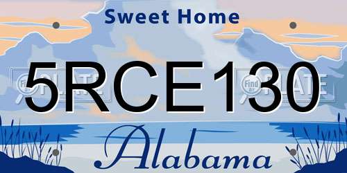 5RCE130 Alabama License Plate