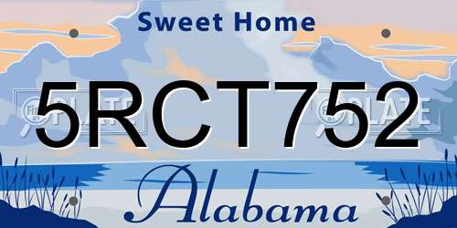 5RCT752 Alabama License Plate