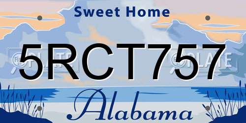 5RCT757 Alabama License Plate