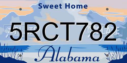5RCT782 Alabama License Plate