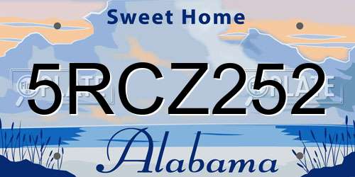 5RCZ252 Alabama License Plate