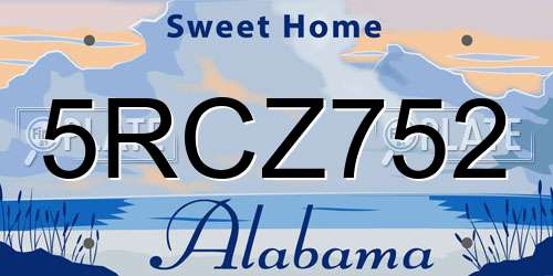 5RCZ752 Alabama License Plate