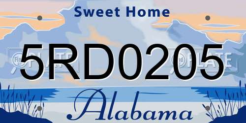 5RD0205 Alabama License Plate