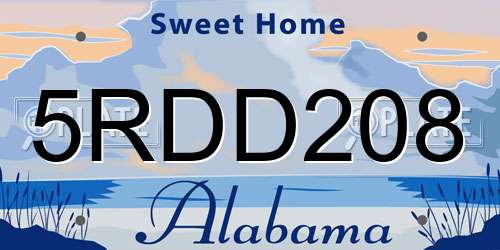 5RDD208 Alabama License Plate