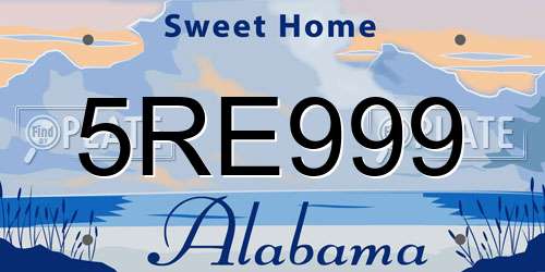 5RE999 Alabama License Plate