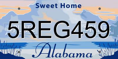 5REG459 Alabama License Plate