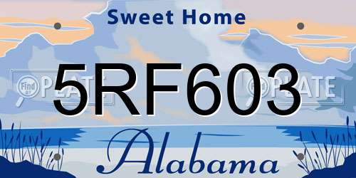 5RF603 Alabama License Plate