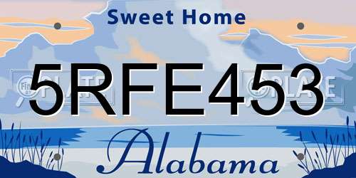 5RFE453 Alabama License Plate