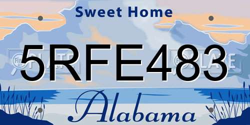 5RFE483 Alabama License Plate