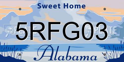5RFG03 Alabama License Plate