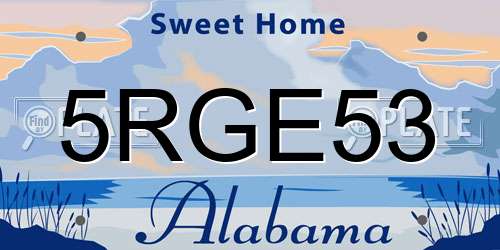5RGE53 Alabama License Plate