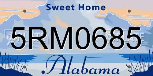5RM0685 Alabama License Plate