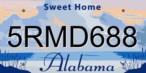 5RMD688 Alabama License Plate