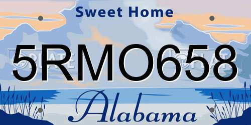 5RMO658 Alabama License Plate