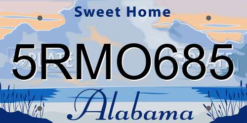 5RMO685 Alabama License Plate