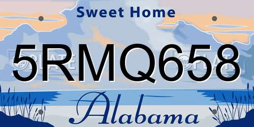 5RMQ658 Alabama License Plate
