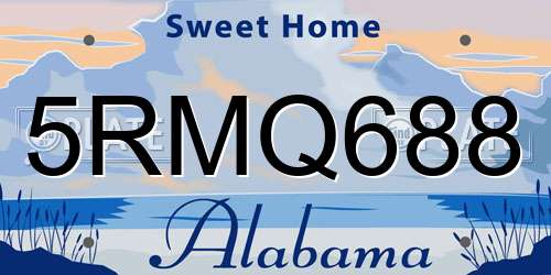 5RMQ688 Alabama License Plate
