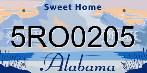5RO0205 Alabama License Plate