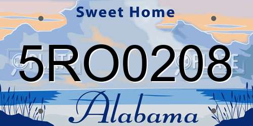 5RO0208 Alabama License Plate