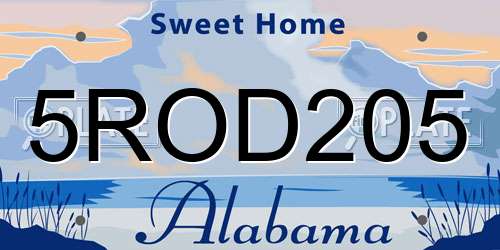 5ROD205 Alabama License Plate
