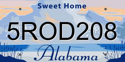 5ROD208 Alabama License Plate