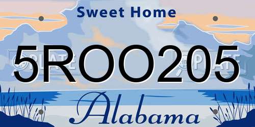 5ROO205 Alabama License Plate