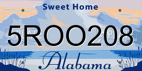 5ROO208 Alabama License Plate