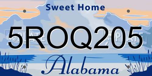 5ROQ205 Alabama License Plate
