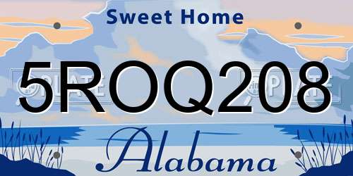 5ROQ208 Alabama License Plate