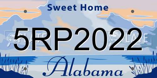 5RP2022 Alabama License Plate