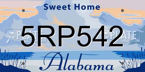 5RP542 Alabama License Plate