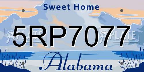 5RP7077 Alabama License Plate