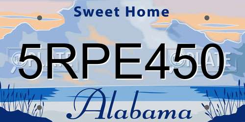 5RPE450 Alabama License Plate