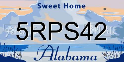 5RPS42 Alabama License Plate