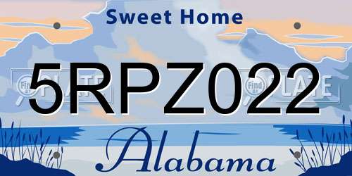5RPZ022 Alabama License Plate