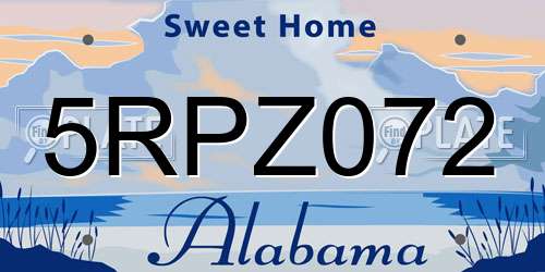 5RPZ072 Alabama License Plate