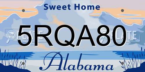 5RQA80 Alabama License Plate