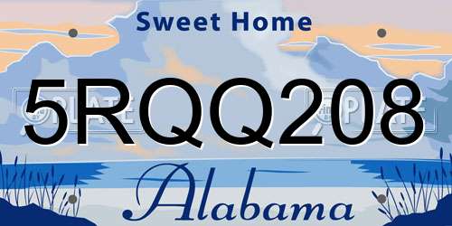 5RQQ208 Alabama License Plate