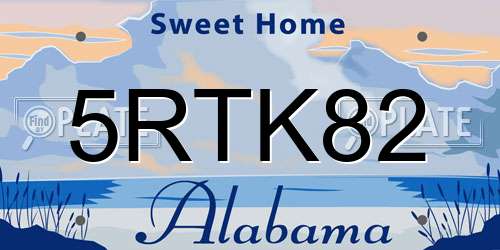 5RTK82 Alabama License Plate
