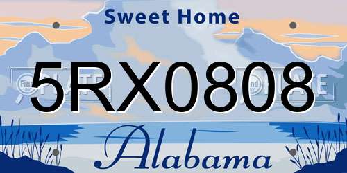 5RX0808 Alabama License Plate