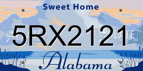 5RX2121 Alabama License Plate