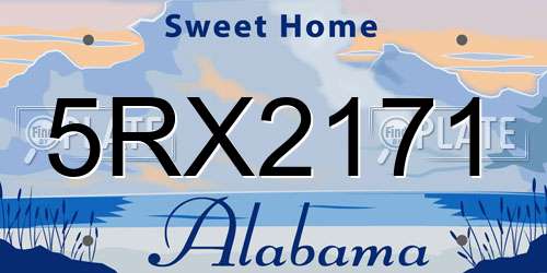 5RX2171 Alabama License Plate