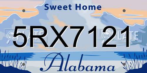 5RX7121 Alabama License Plate