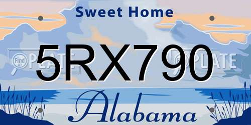 5RX790 Alabama License Plate